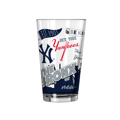 New York Yankees 16oz Native Pint Glass - Logo Brands