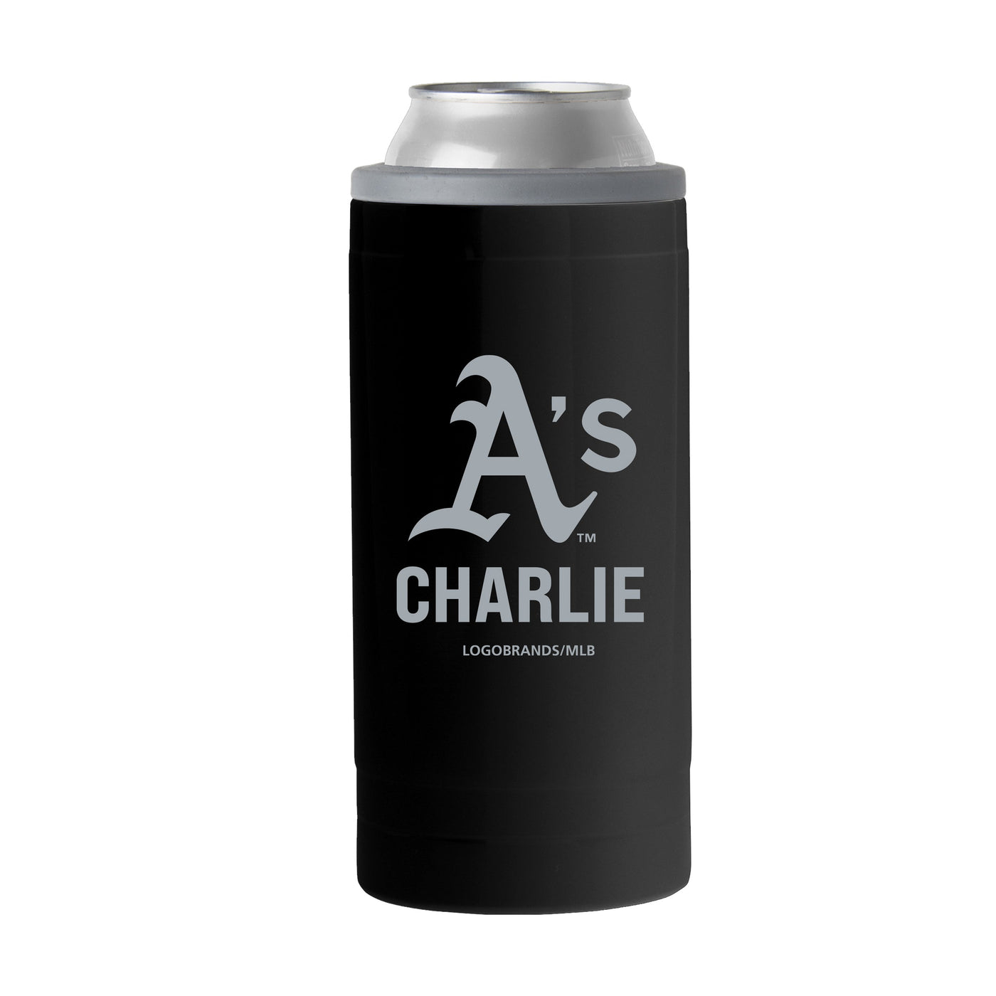 Oakland Athletics Personalized 12oz Black slim Can Coolie