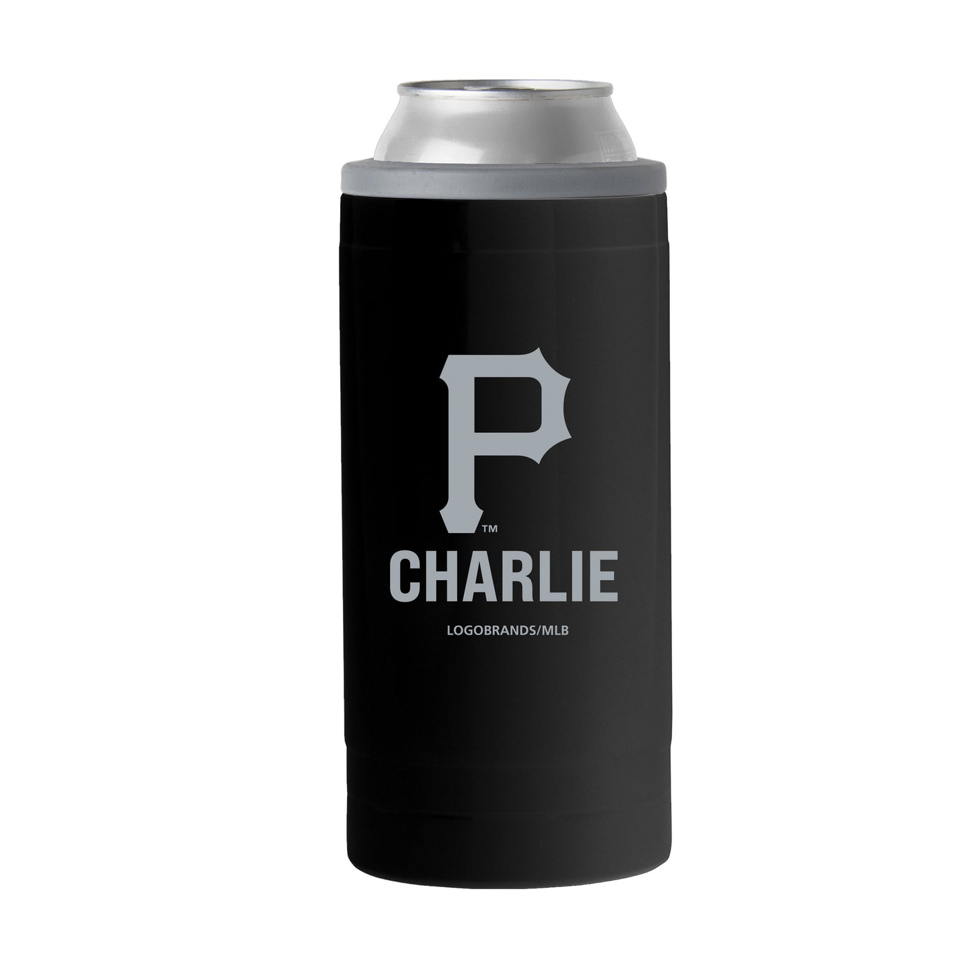 Pittsburgh Pirates Personalized 12oz Black slim Can Coolie