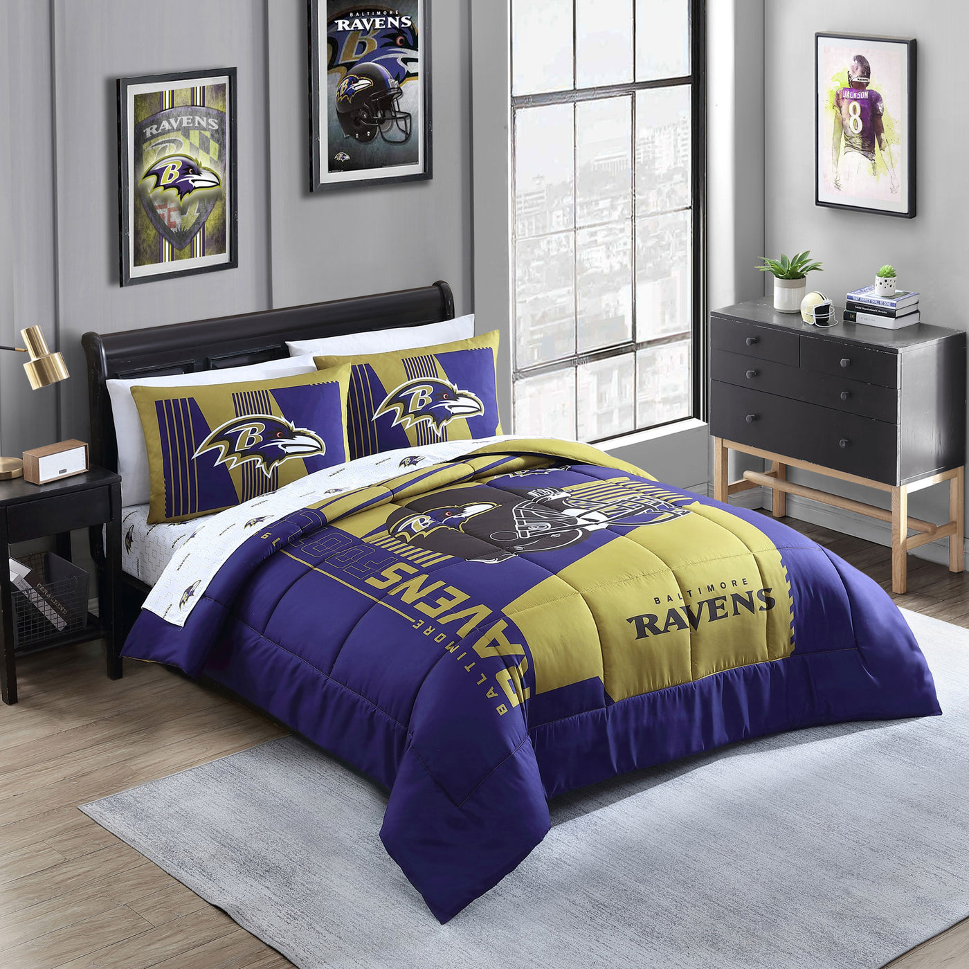 Baltimore Ravens Status Bed In A Bag Queen