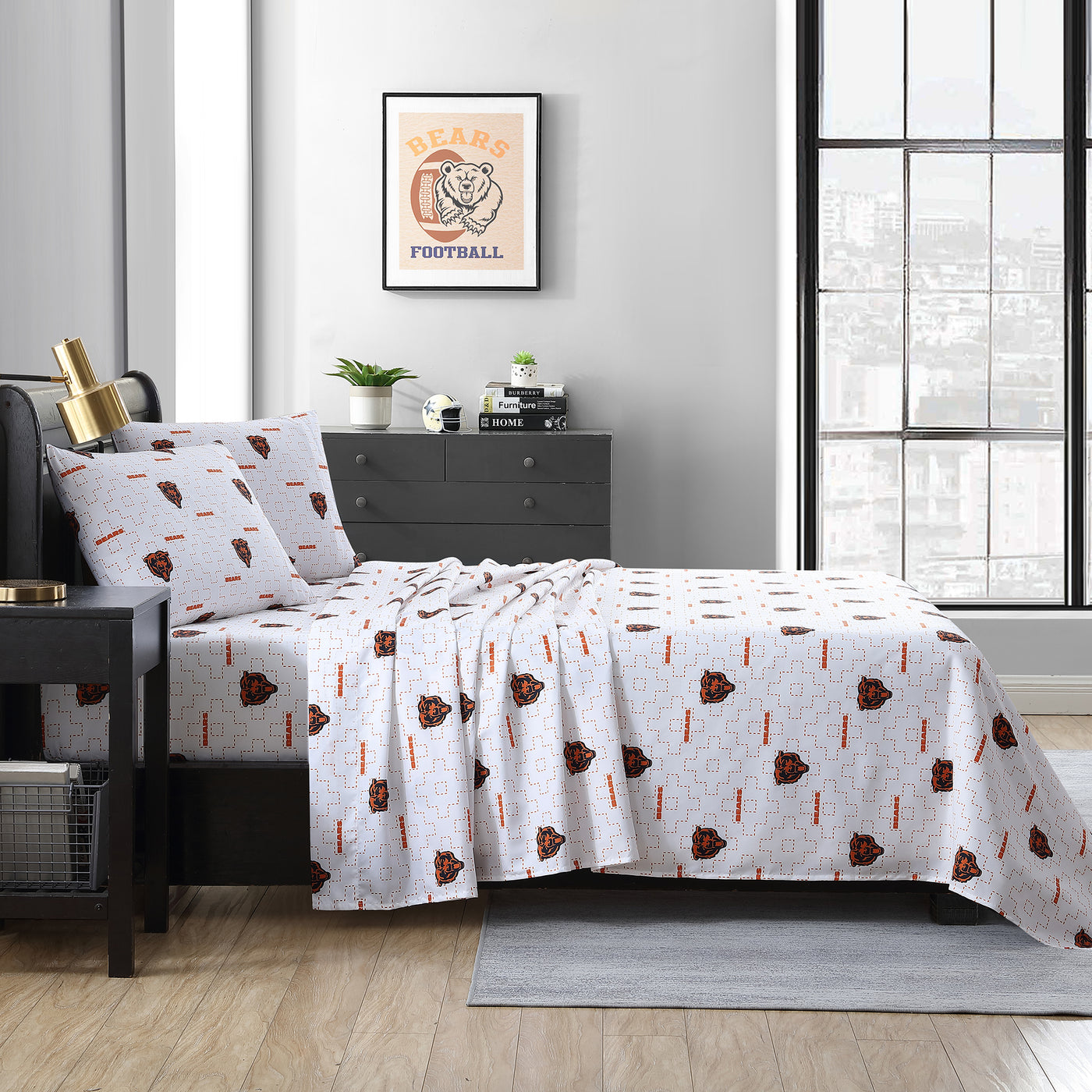 Chicago Bears Scatter Sheet Set Queen - Logo Brands