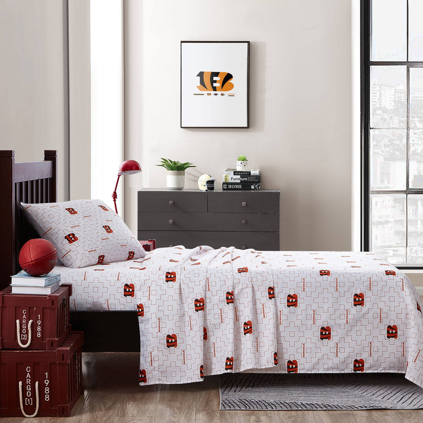 Cincinnati Bengals Scatter Sheet Set Twin - Logo Brands