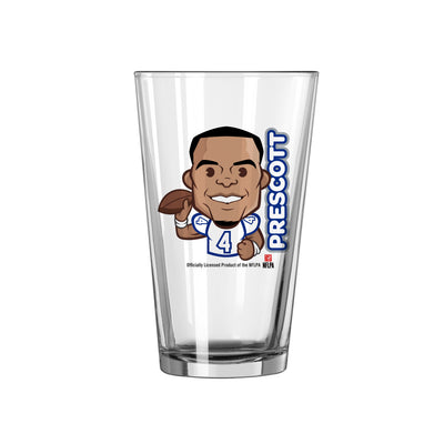Dallas Cowboys Dak Prescott Caricature 16oz Pint Glass - Logo Brands