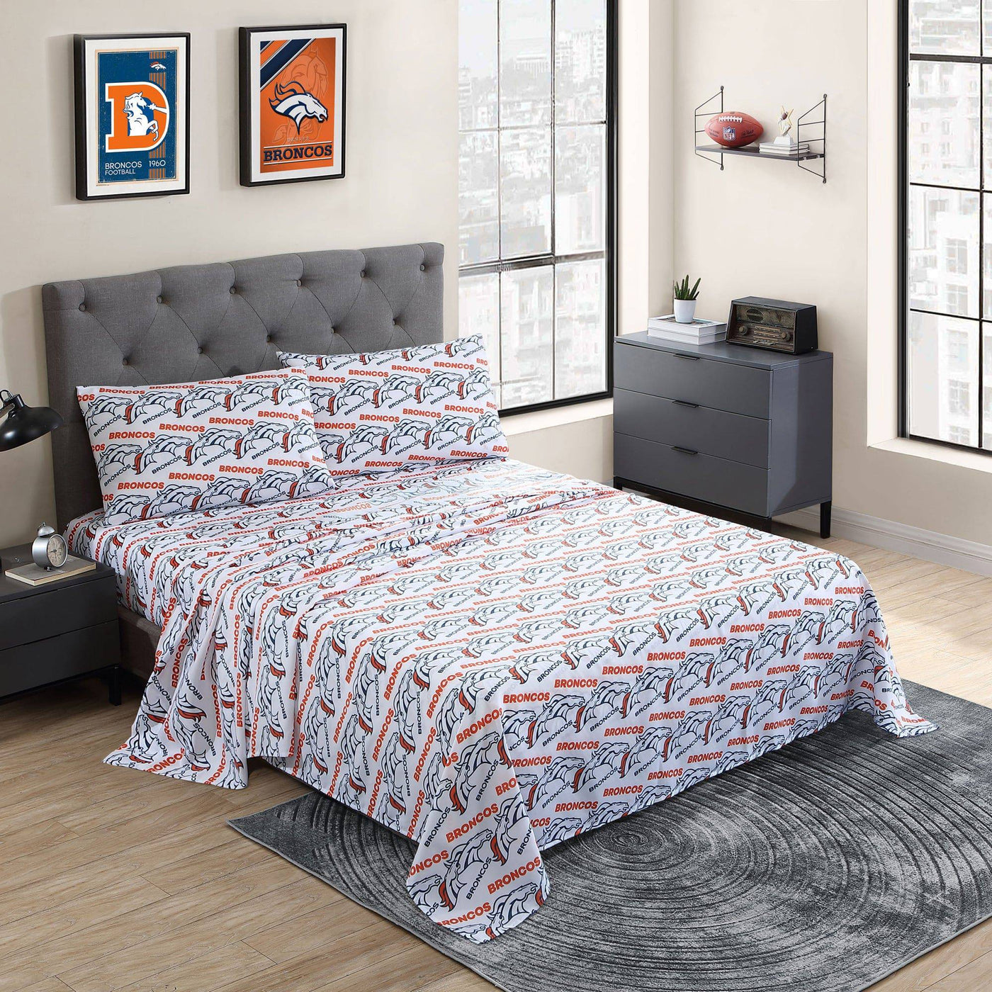 Denver Broncos Toss-Up Sheet Set Queen - Logo Brands