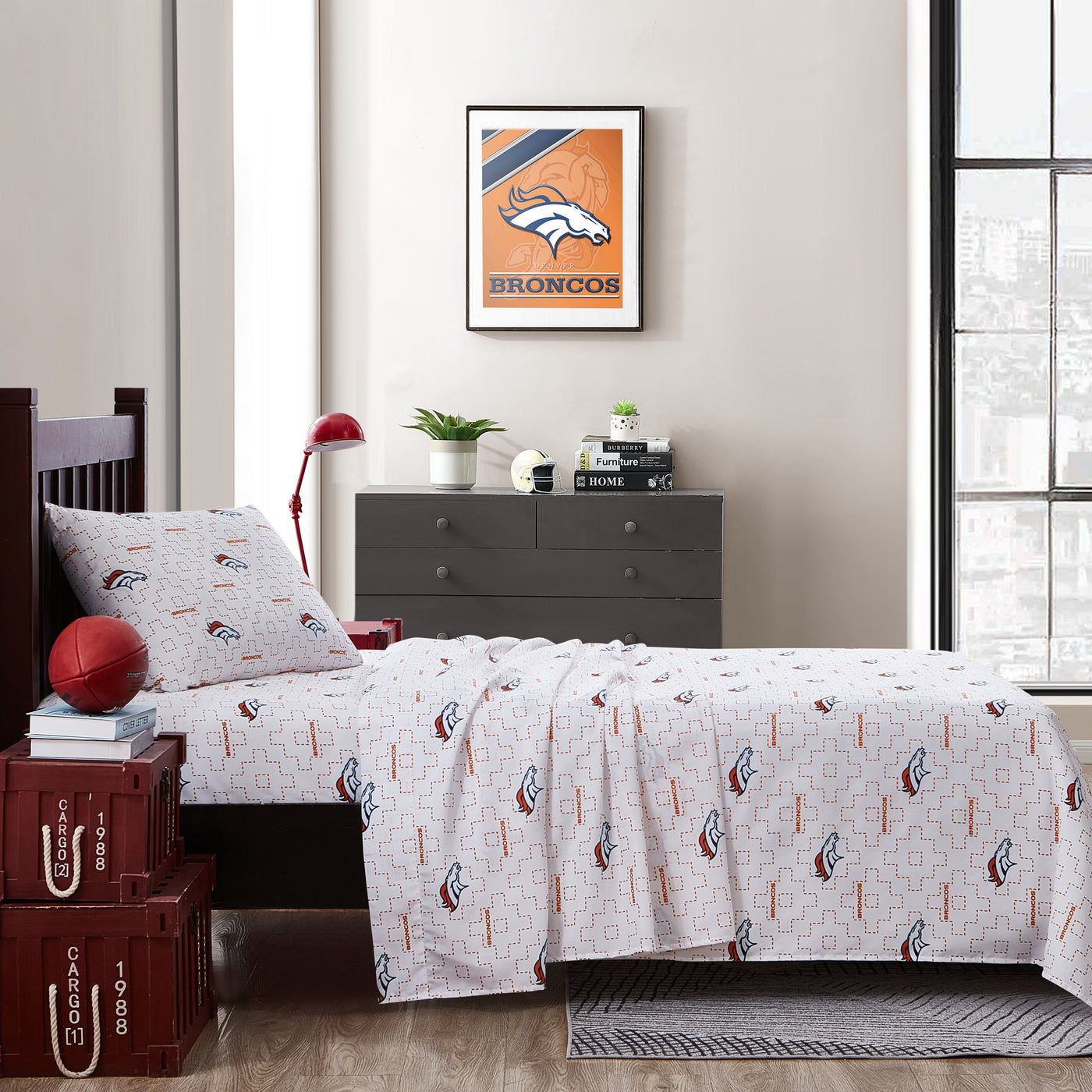 Denver Broncos Scatter Sheet Set Twin