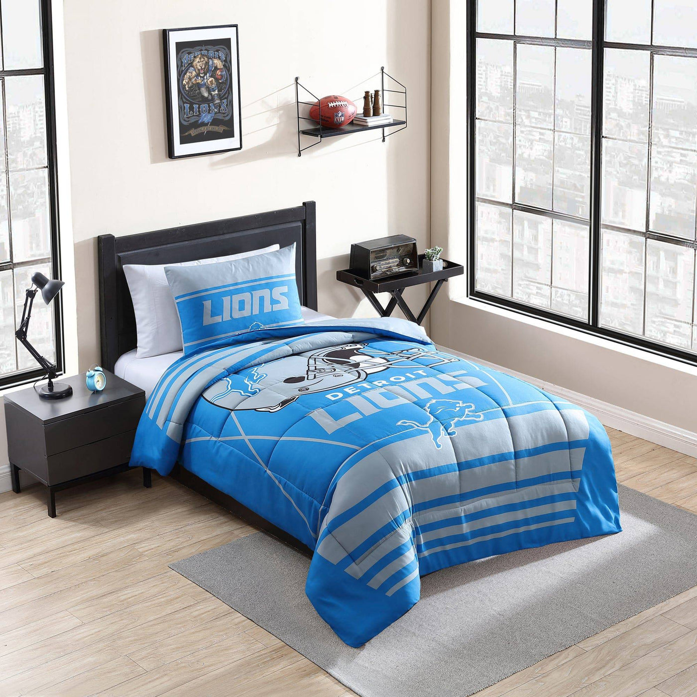 Detroit Lions Crosser Comforter Set Twin - Logo Brands