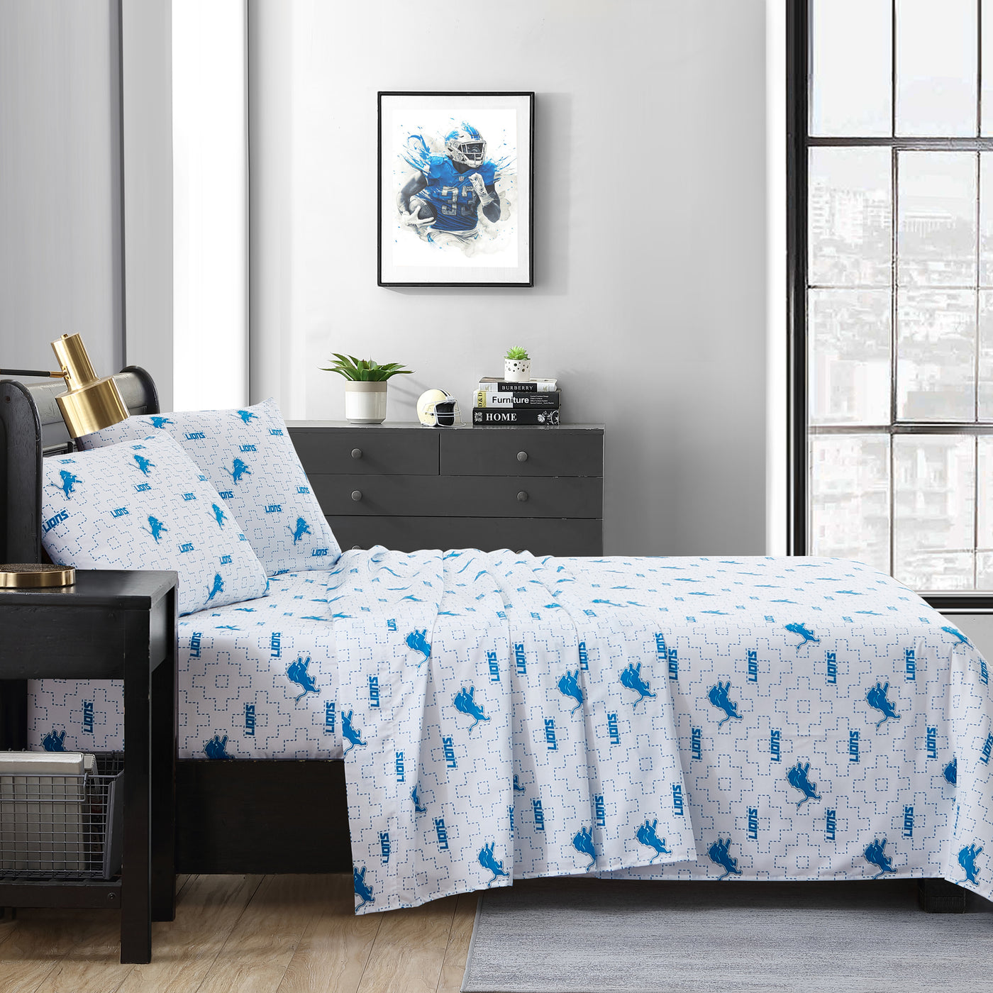 Detroit Lions Scatter Sheet Set Full - Logo Brands