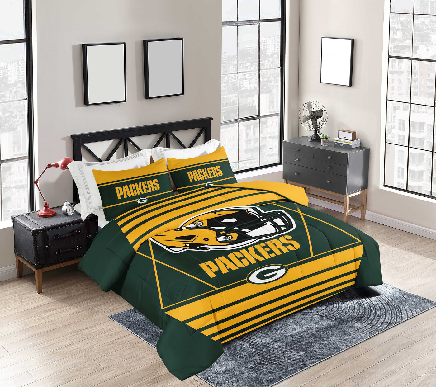 Green Bay Packers Crosser Comforter Set Full/Queen