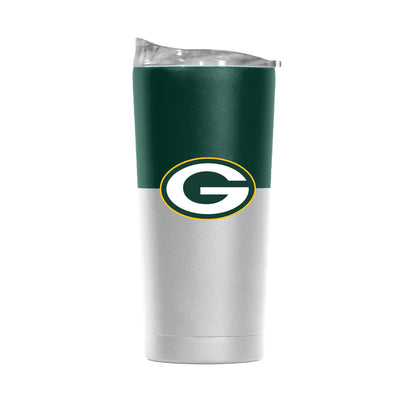 Green Bay Packers 20oz Colorblock White Powder Coat Tumbler - Logo Brands