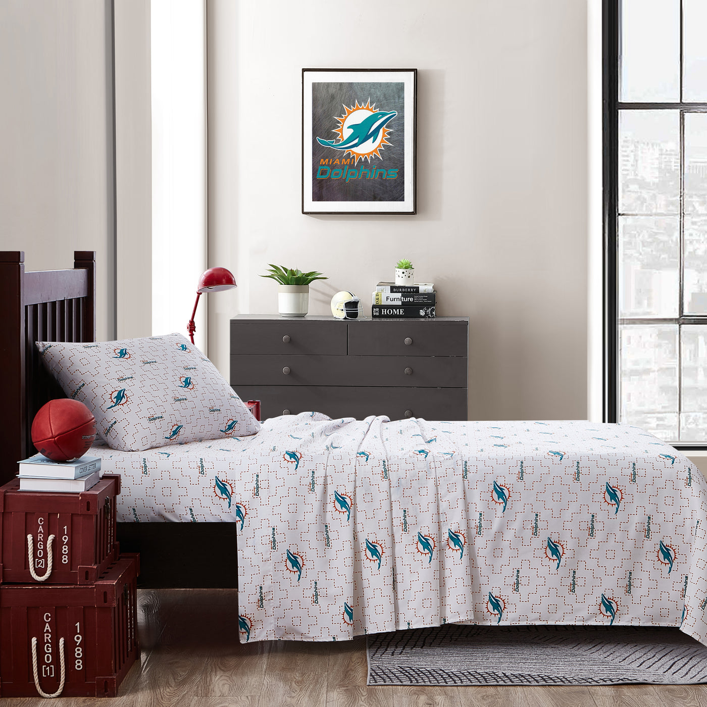 Miami Dolphins Scatter Sheet Set Twin