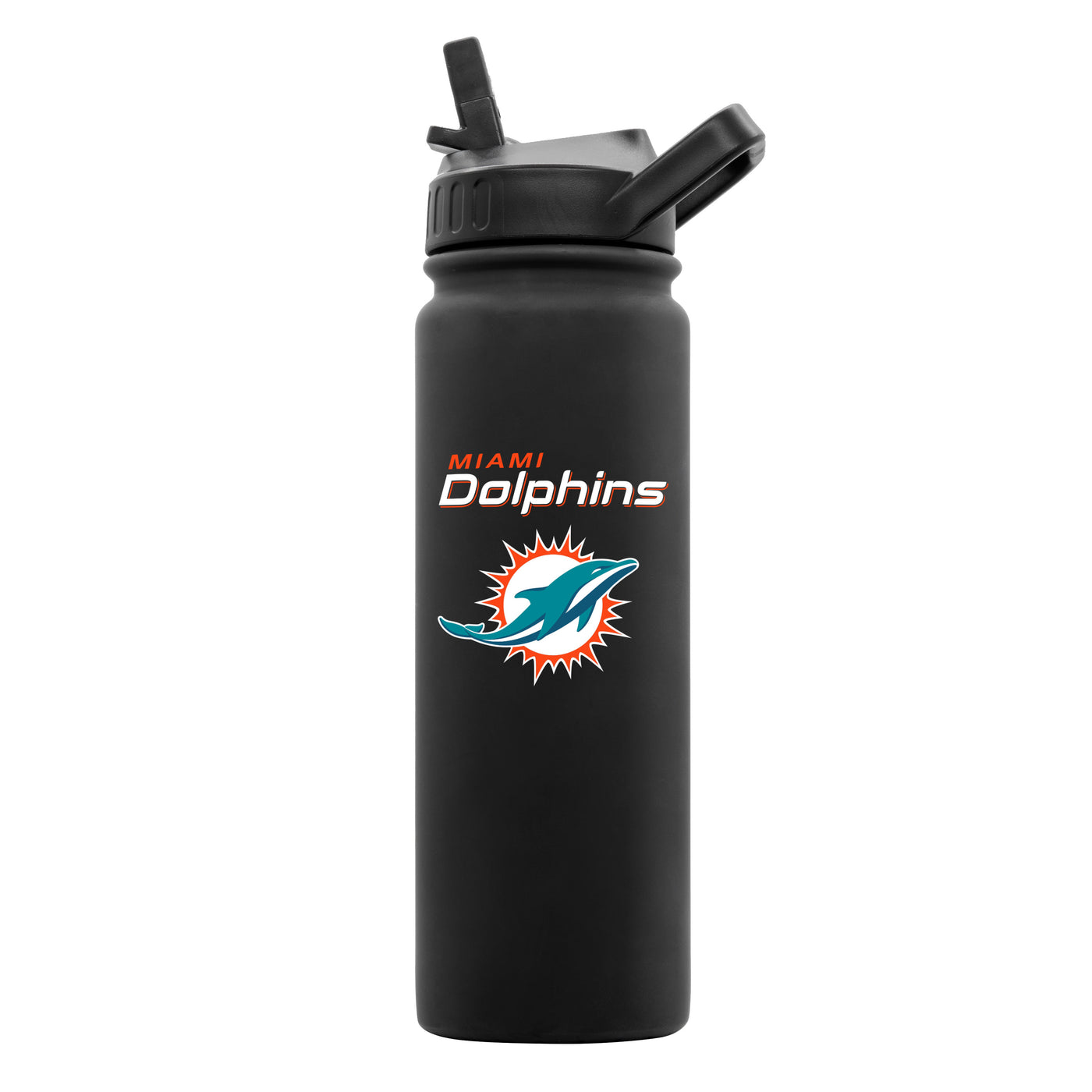 Miami Dolphins 24oz Black Soft Touch Bottle