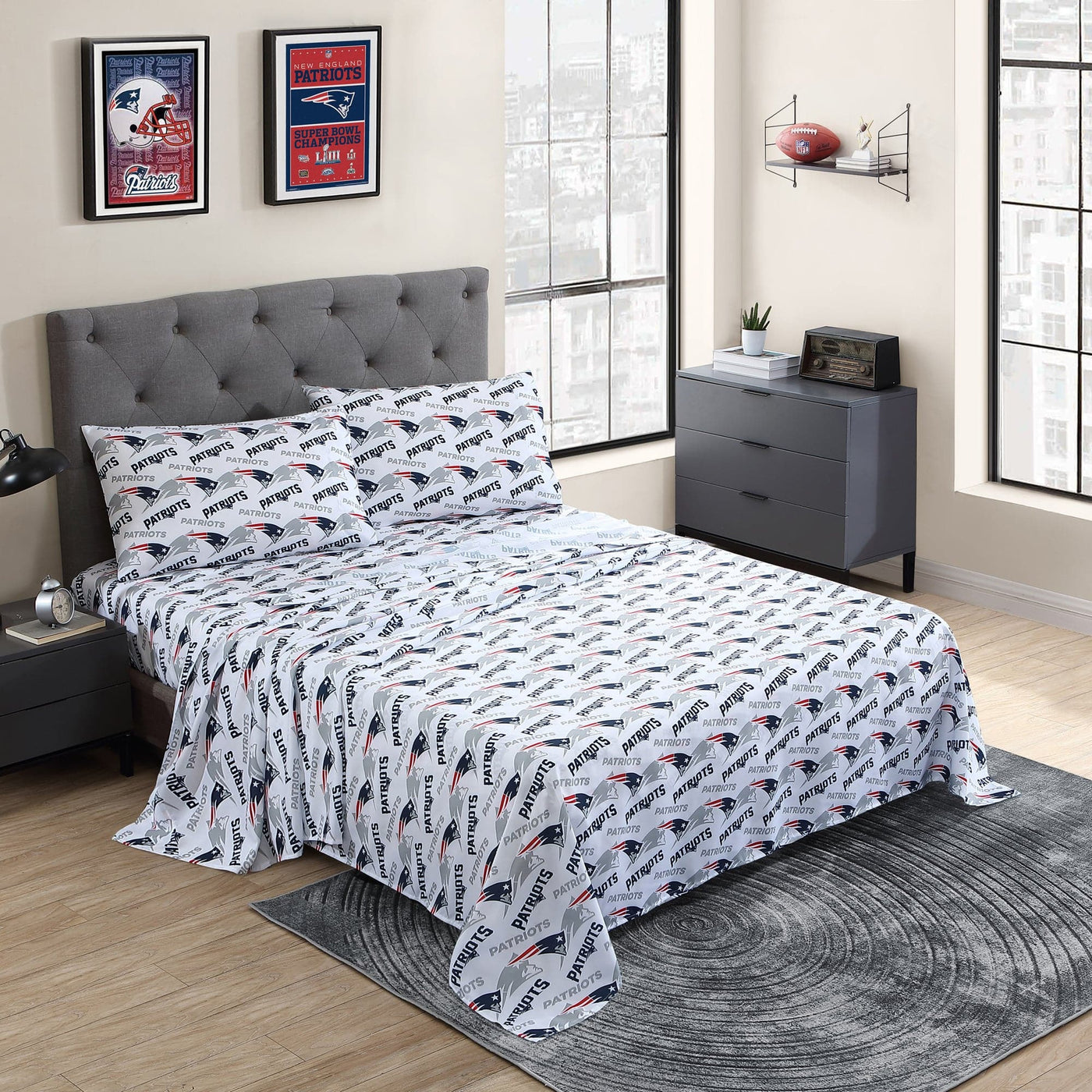 New England Patriots Toss-Up Sheet Set Twin - Logo Brands