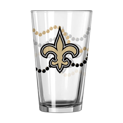 New Orleans Saints 16oz Mardi Gras Beads Pint Glass - Logo Brands