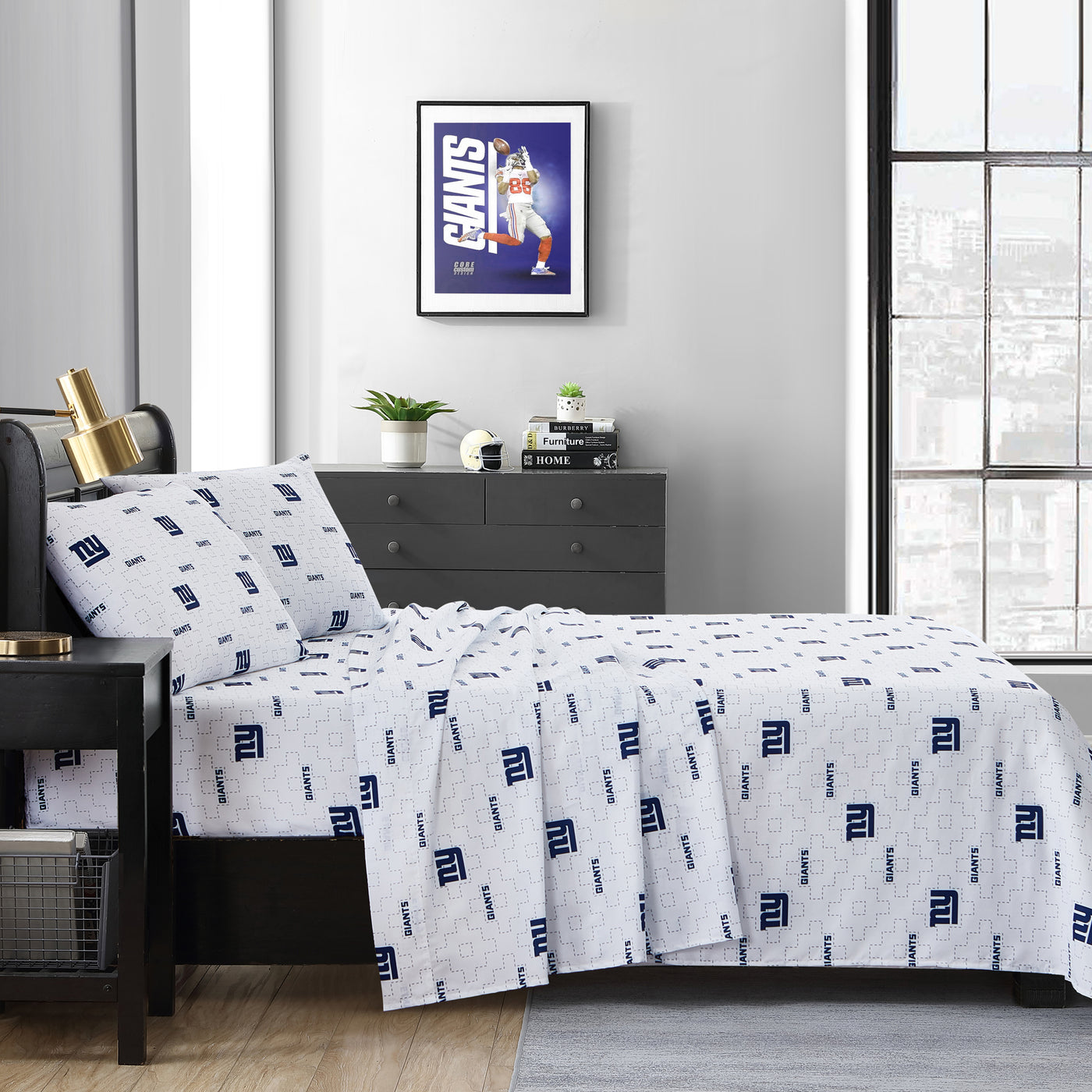 New York Giants Scatter Sheet Set Queen - Logo Brands