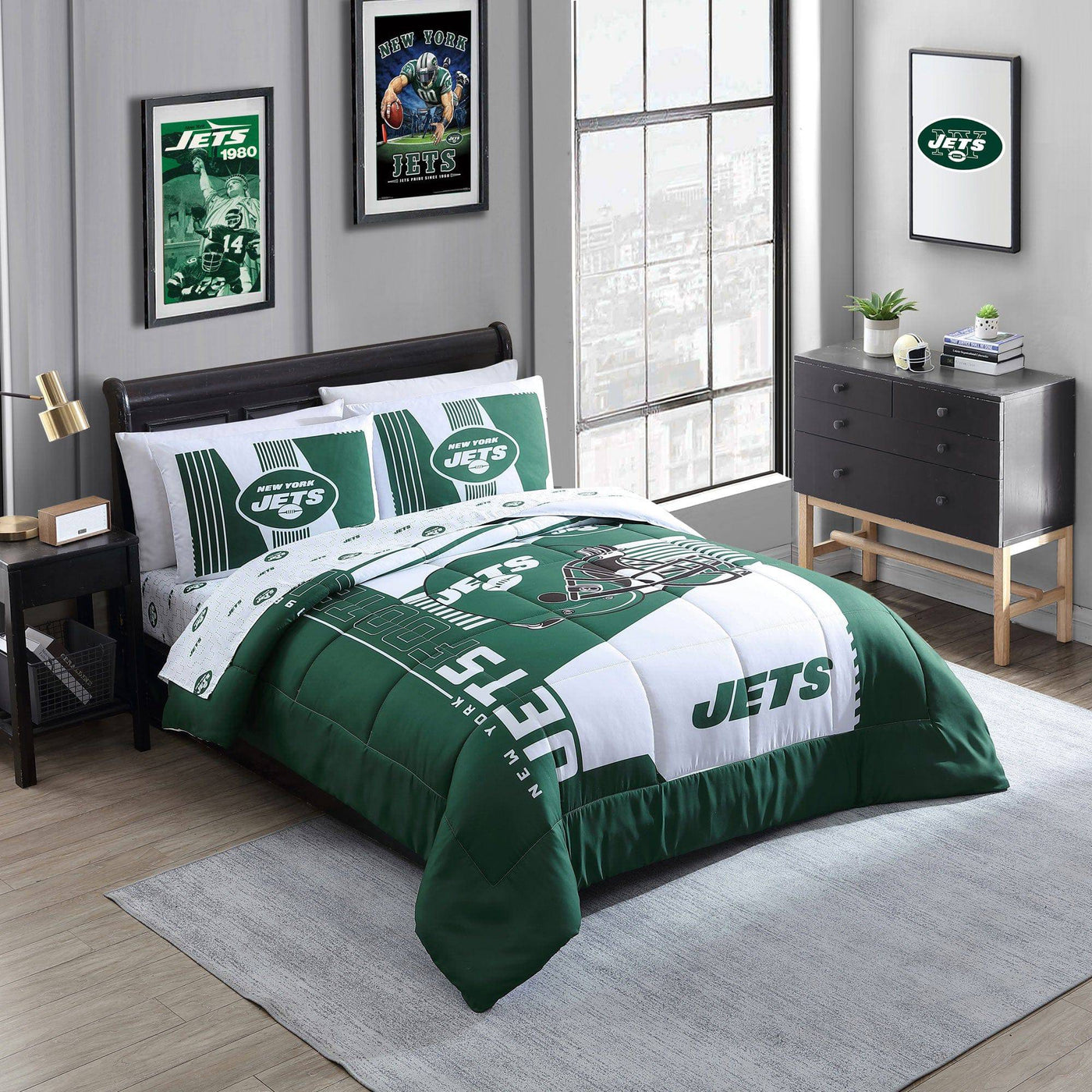 New York Jets Status Bed In A Bag Queen - Logo Brands