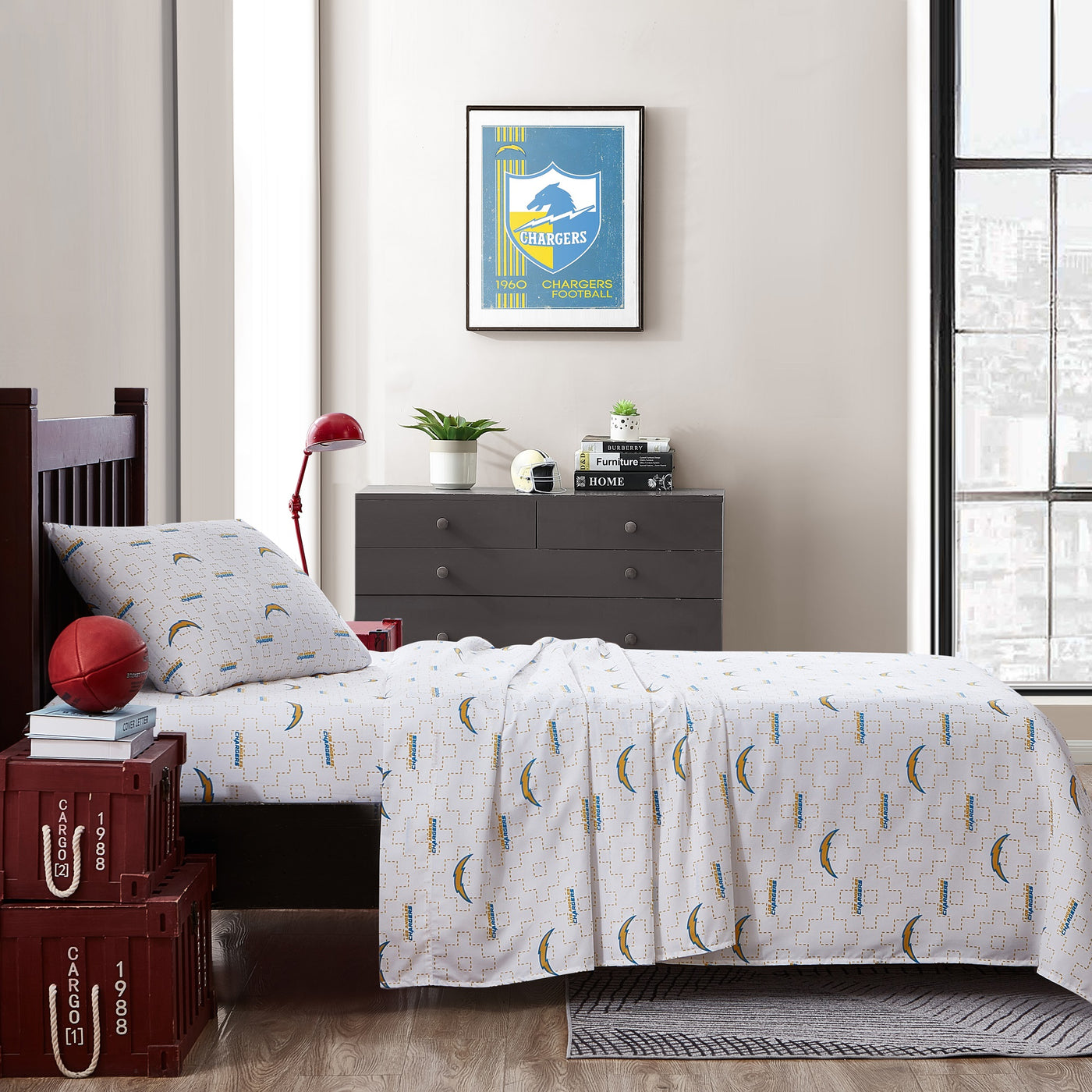 LA Chargers Scatter Sheet Set Twin