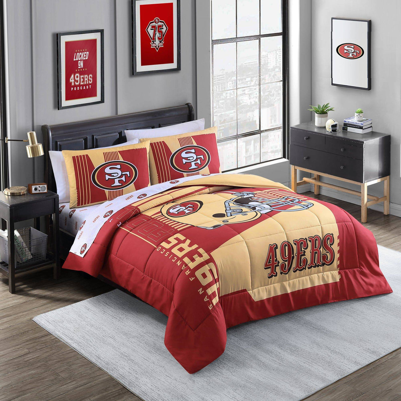 San Francisco 49ers Status Bed In A Bag Queen - Logo Brands