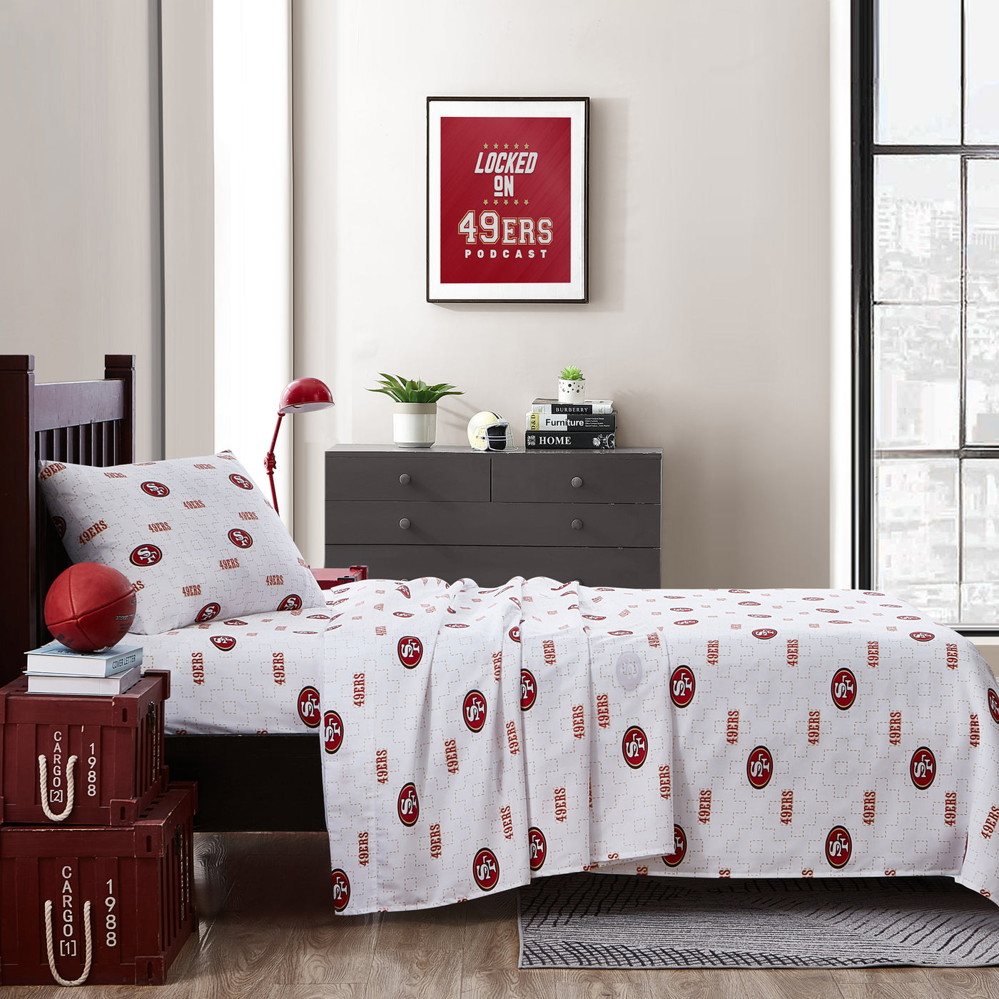 San Francisco 49ers Scatter Sheet Set Twin - Logo Brands