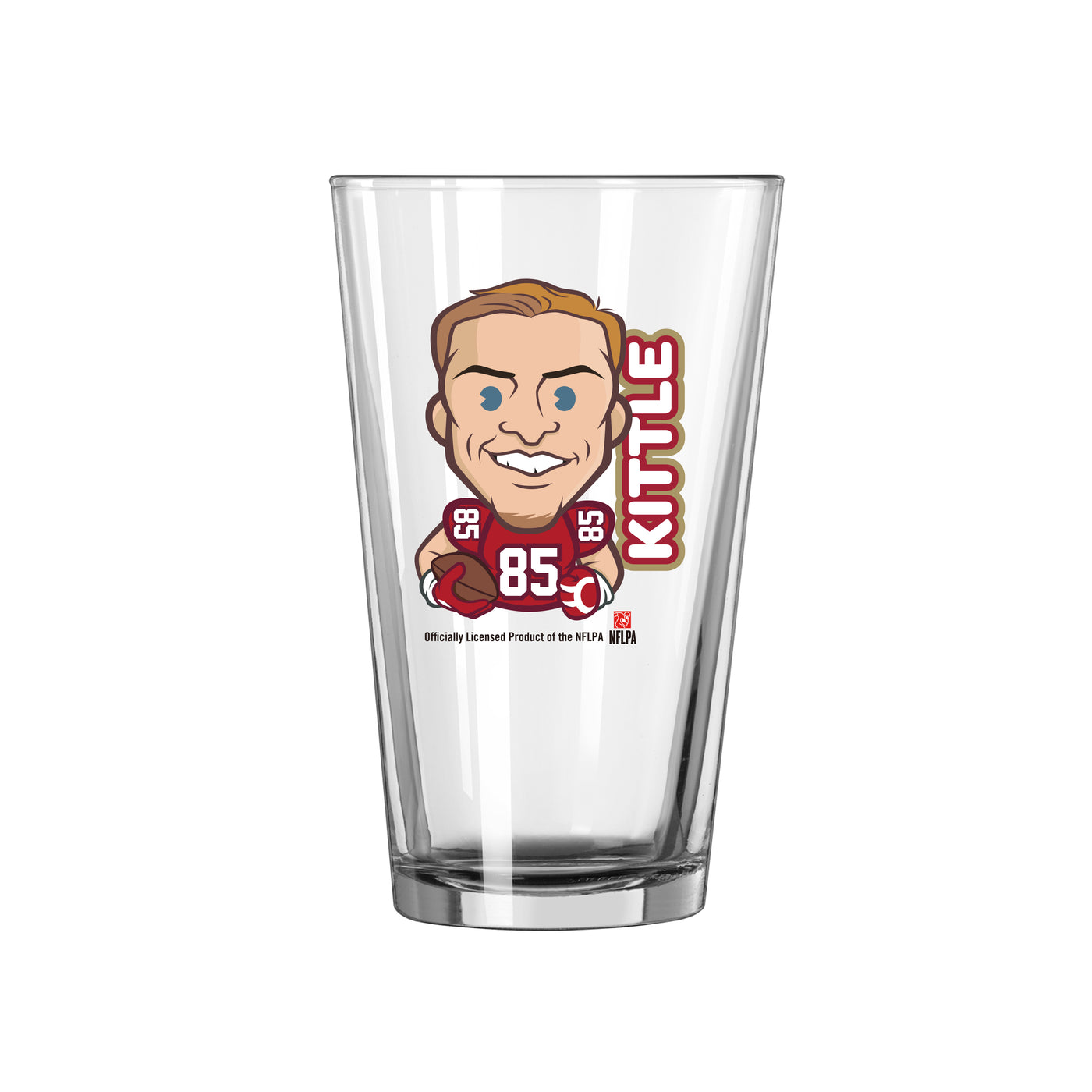 San Francisco 49ers George Kittle Caricature 16oz Pint Glass - Logo Brands