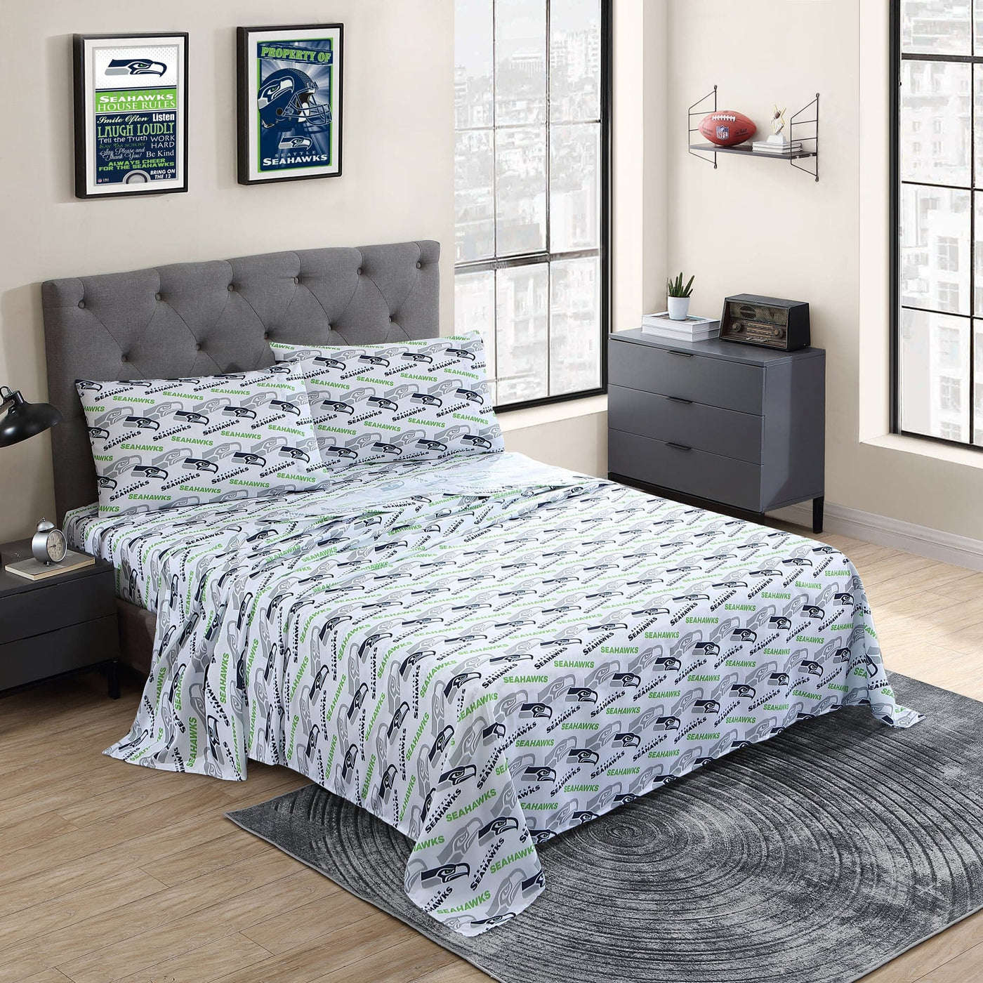 Seattle Seahawks Toss-Up Sheet Set Queen - Logo Brands