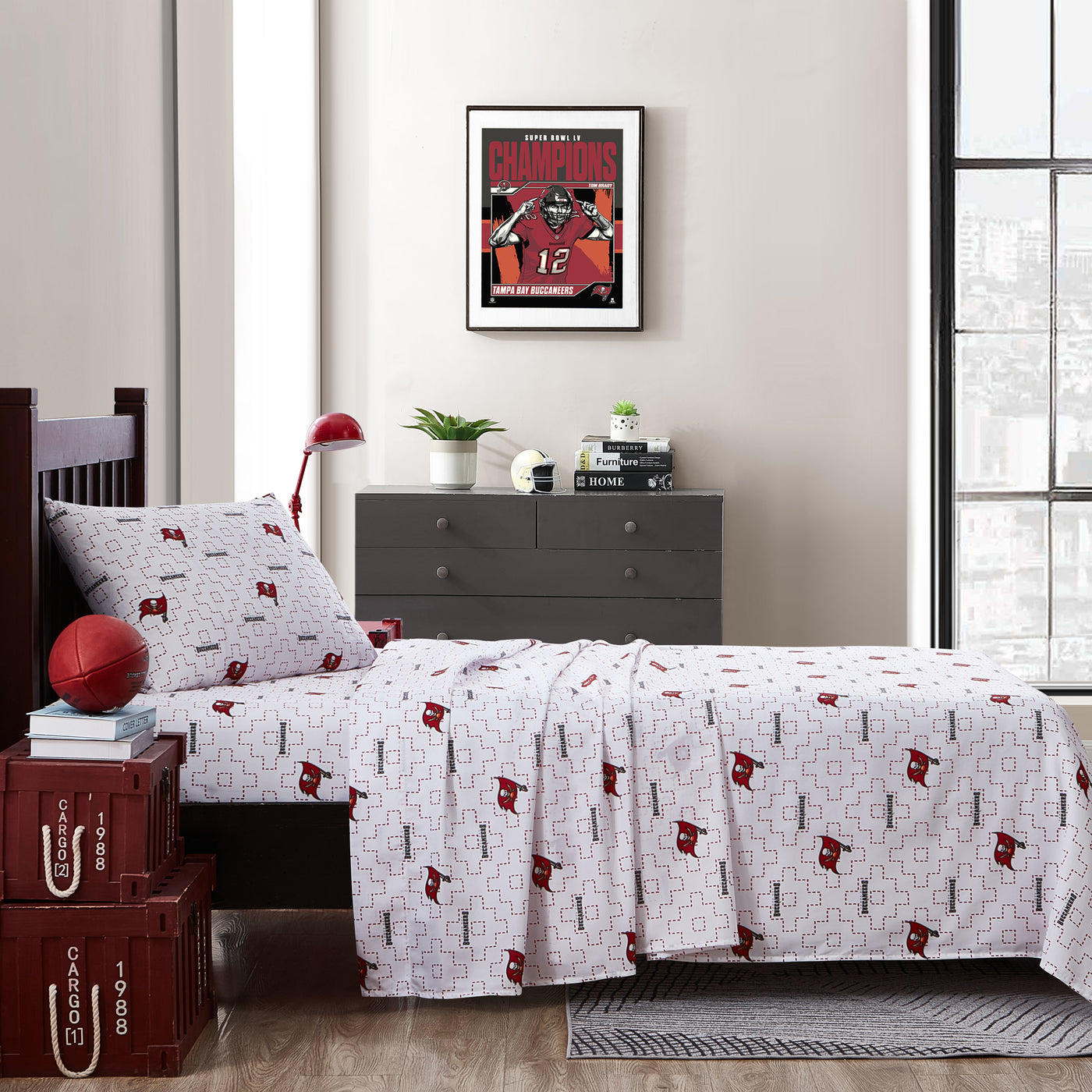 Tampa Bay Buccaneers Scatter Sheet Set Twin - Logo Brands