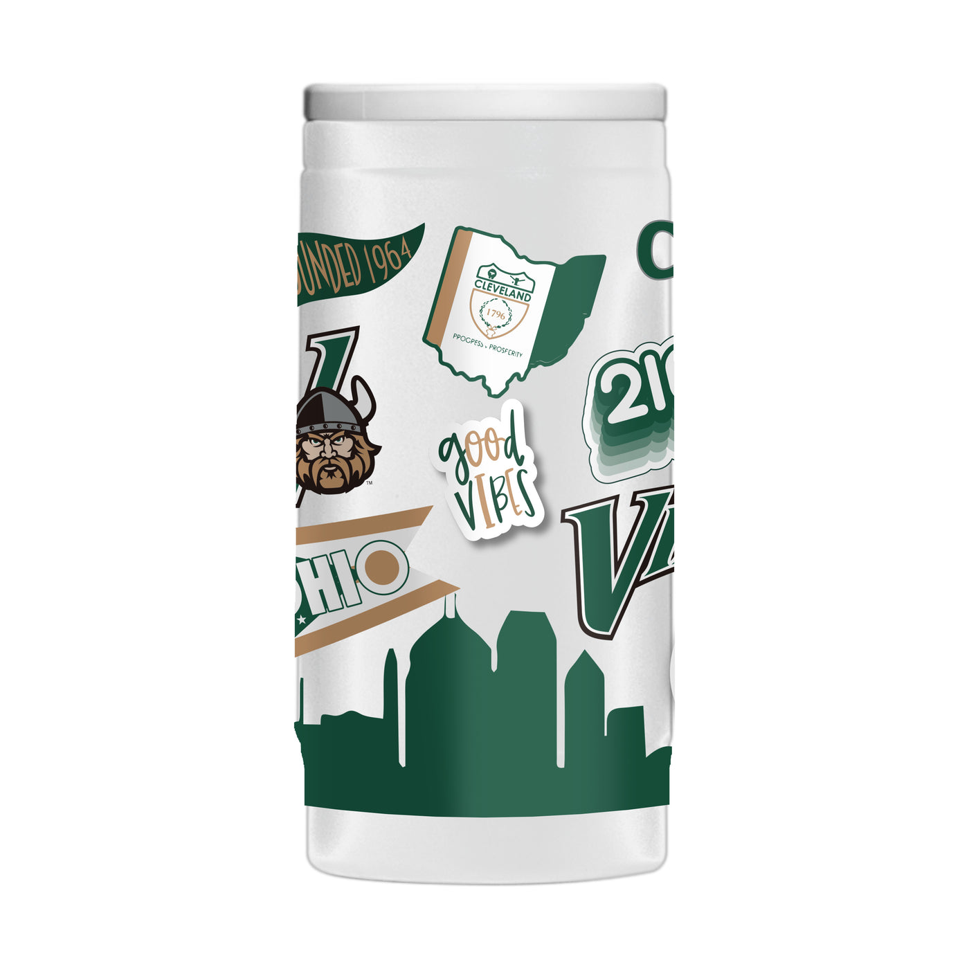 Cleveland State 12oz Native Powder Coat Slim Can Coolie - Logo Brands