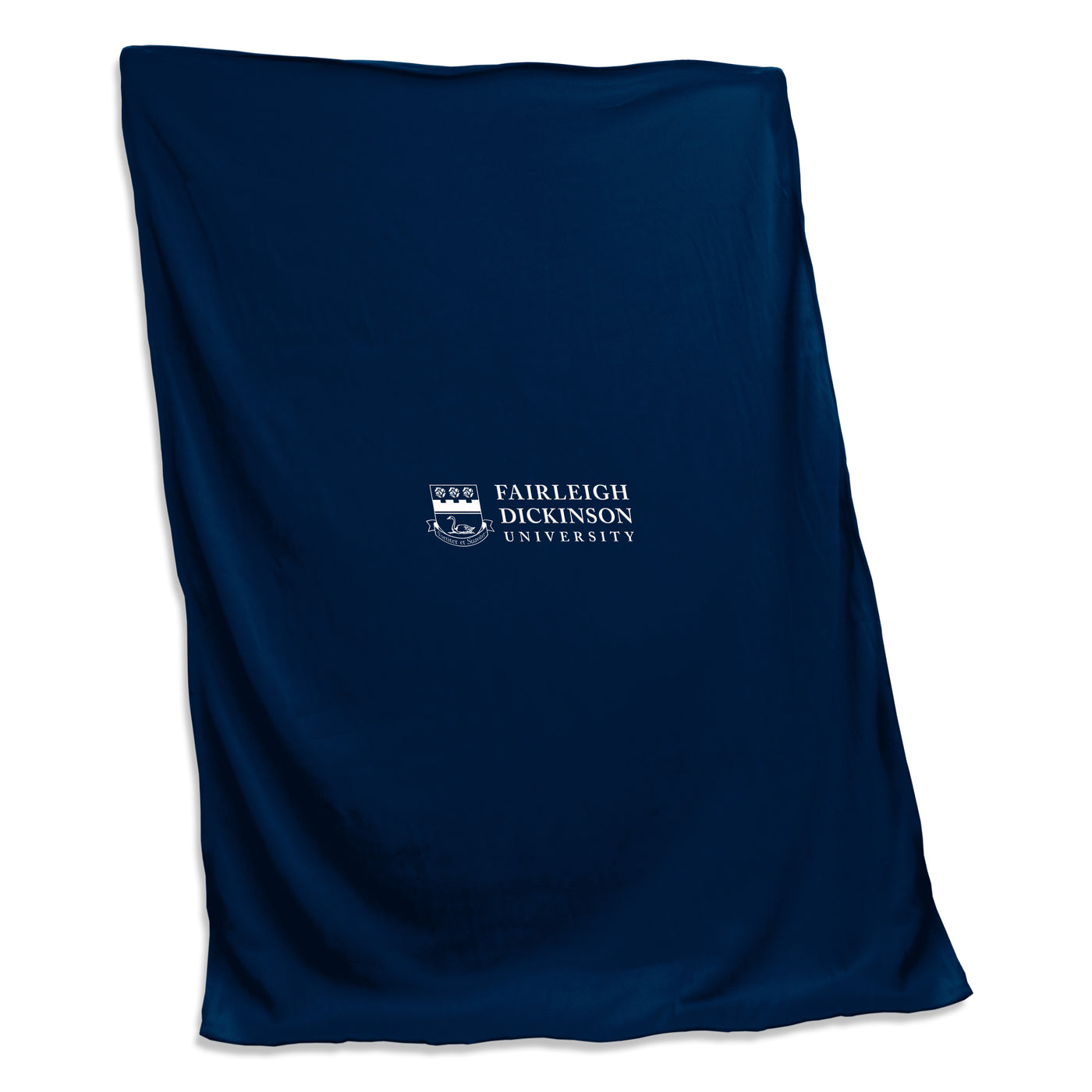 Fairleigh Dickenson Navy Screened Sweatshirt Blanket - Logo Brands