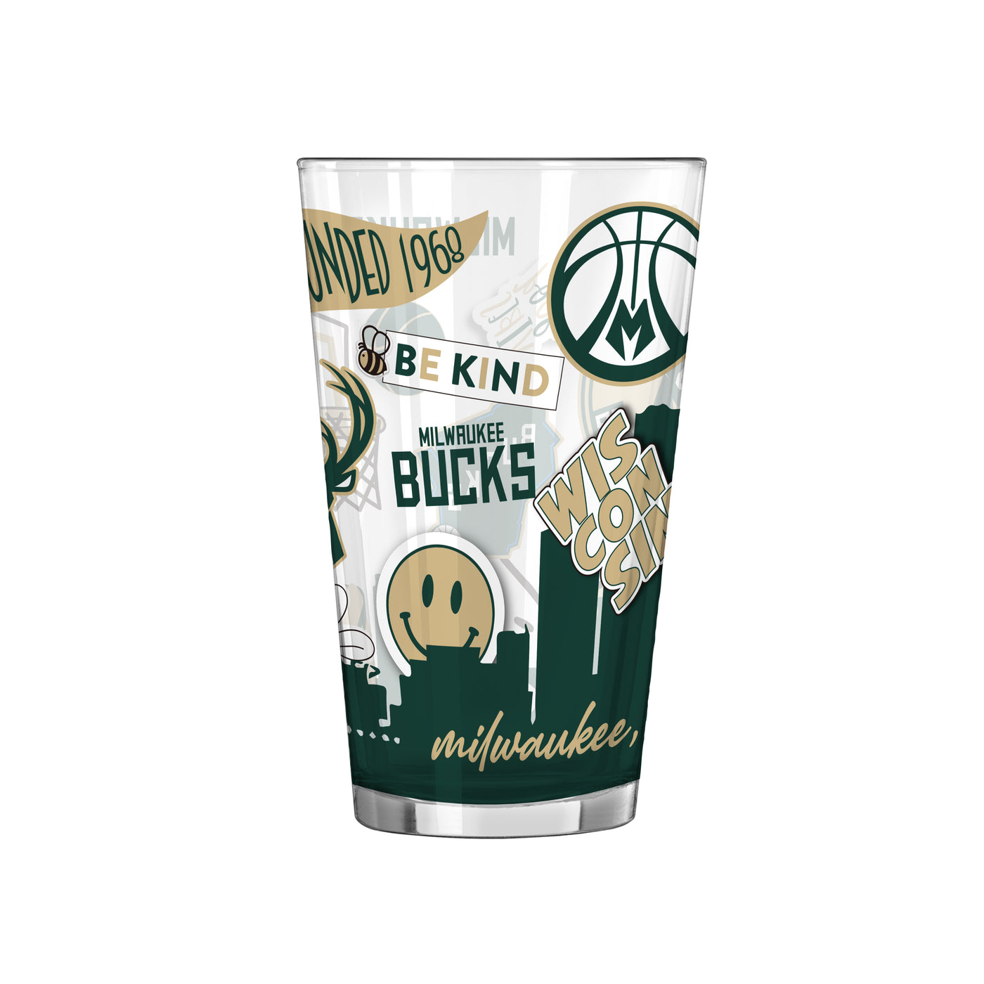 Milwaukee Bucks 16oz Native Pint Glass