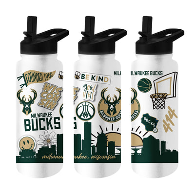 Milwaukee Bucks 34oz Native Quencher Bottle - Logo Brands