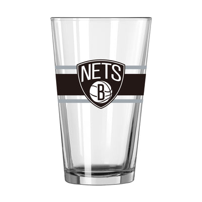 Brooklyn Nets 16oz Stripe Pint Glass - Logo Brands