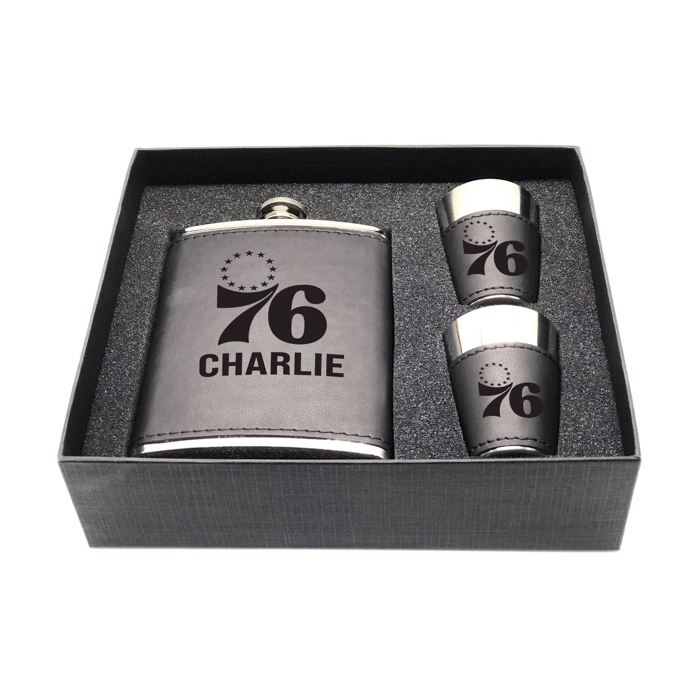 Philadelphia 76ers Personalized Shot and Flask Set - Logo Brands