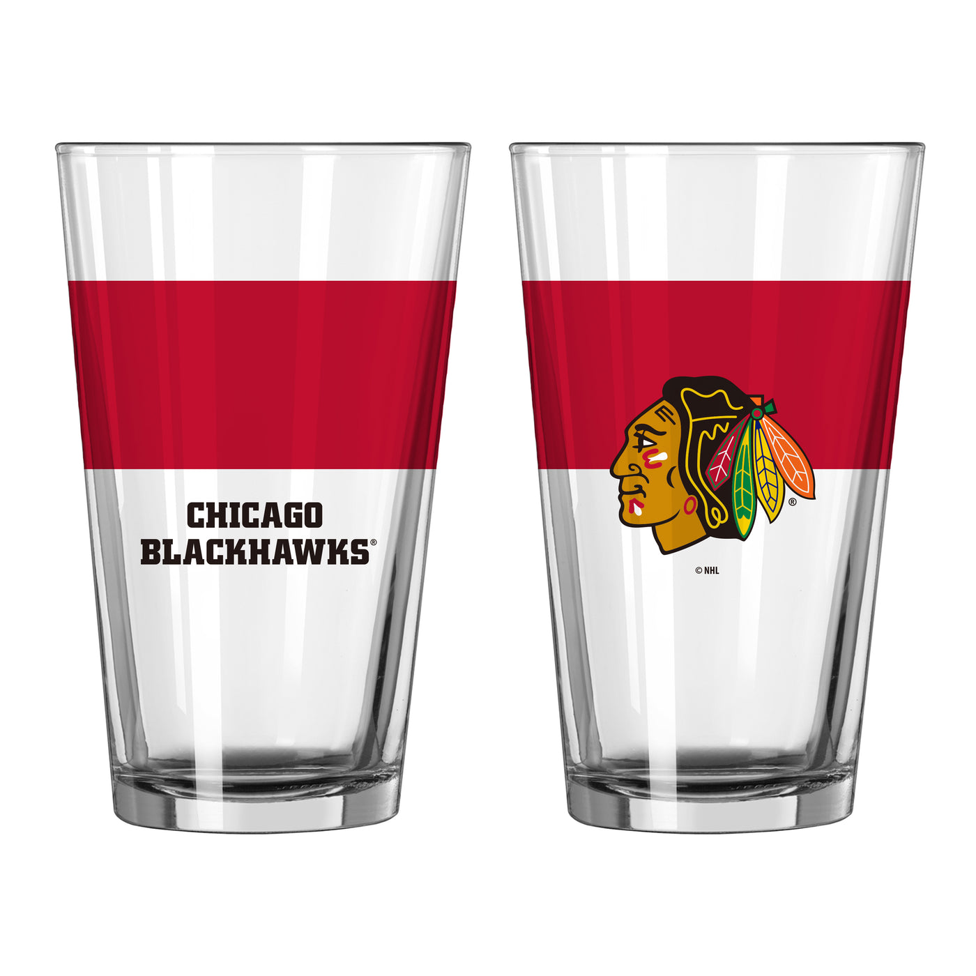 Chicago Blackhawks 16oz Colorblock Pint Glass