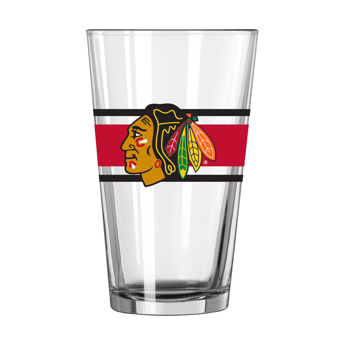 Chicago Blackhawks 16oz Stripe Pint Glass