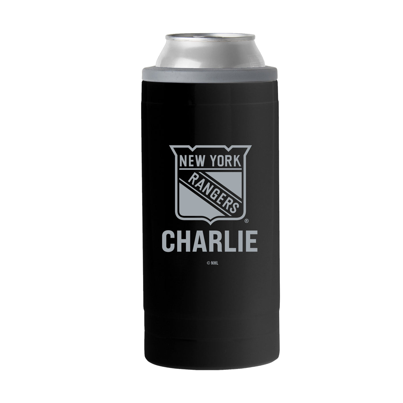 NY Rangers Personalized 12oz Black slim Can Coolie