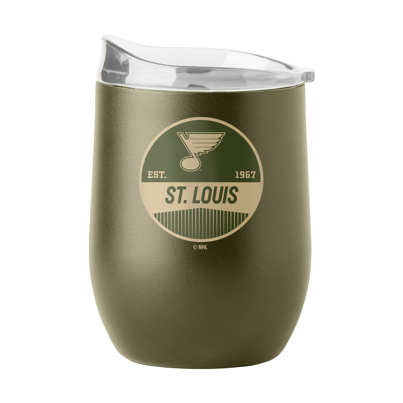 St Louis Blues 16oz Badge Powder Coat Curved Bev