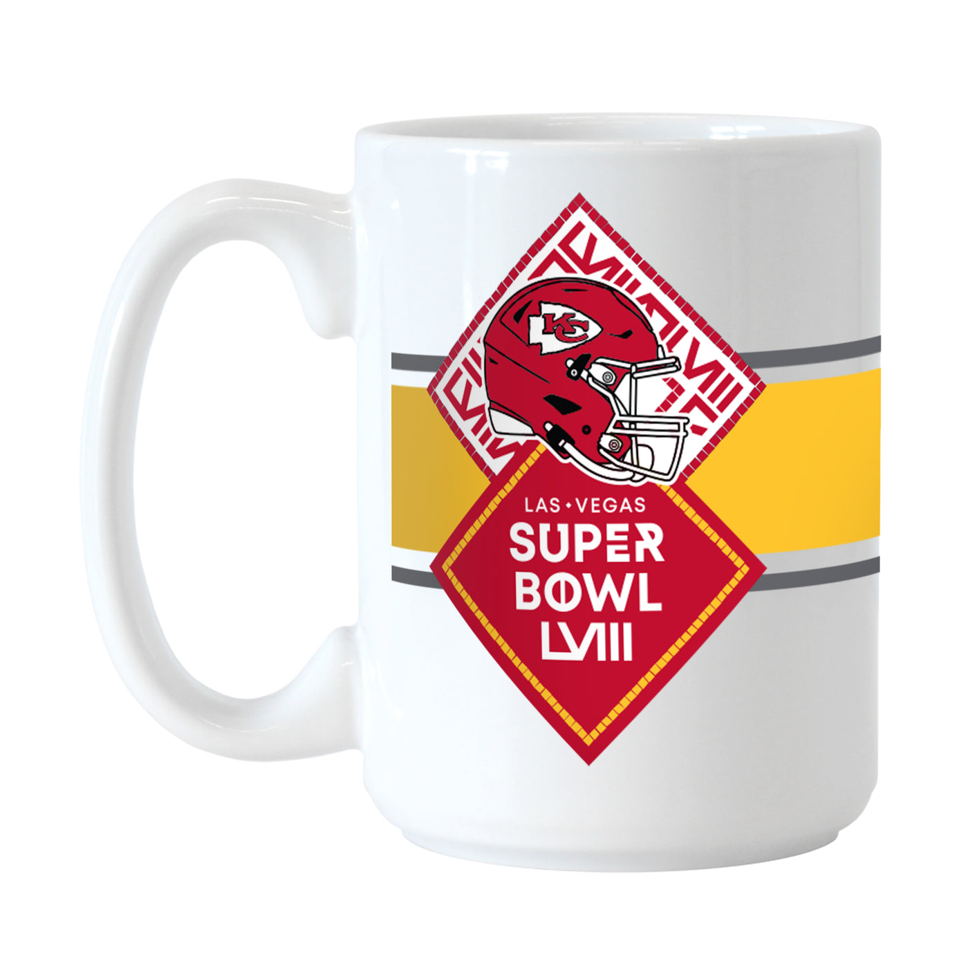 Kansas City Chiefs Super Bowl 58 Bound 15oz Stripe Sublimated Mug