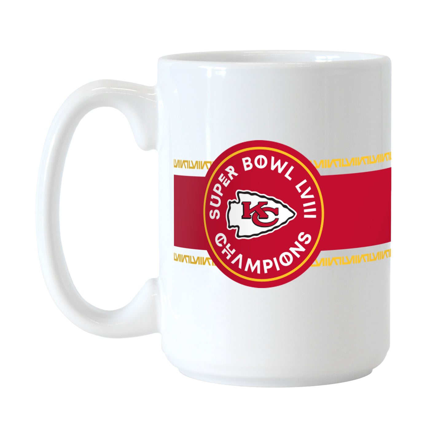 Kansas City Chiefs 15oz Super Bowl LVIII Champions Stripe Sublimated Mug