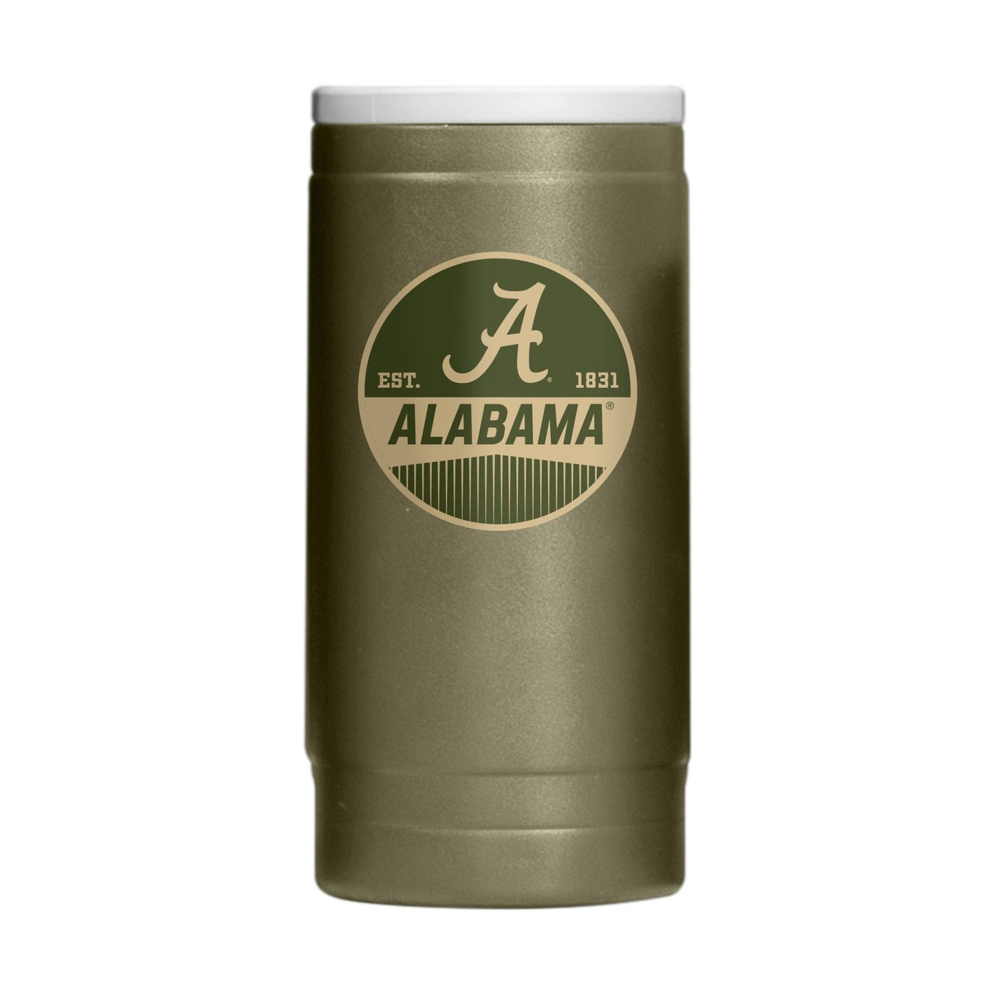 Alabama Badge Powder Coat Slim Can Coolie - Logo Brands