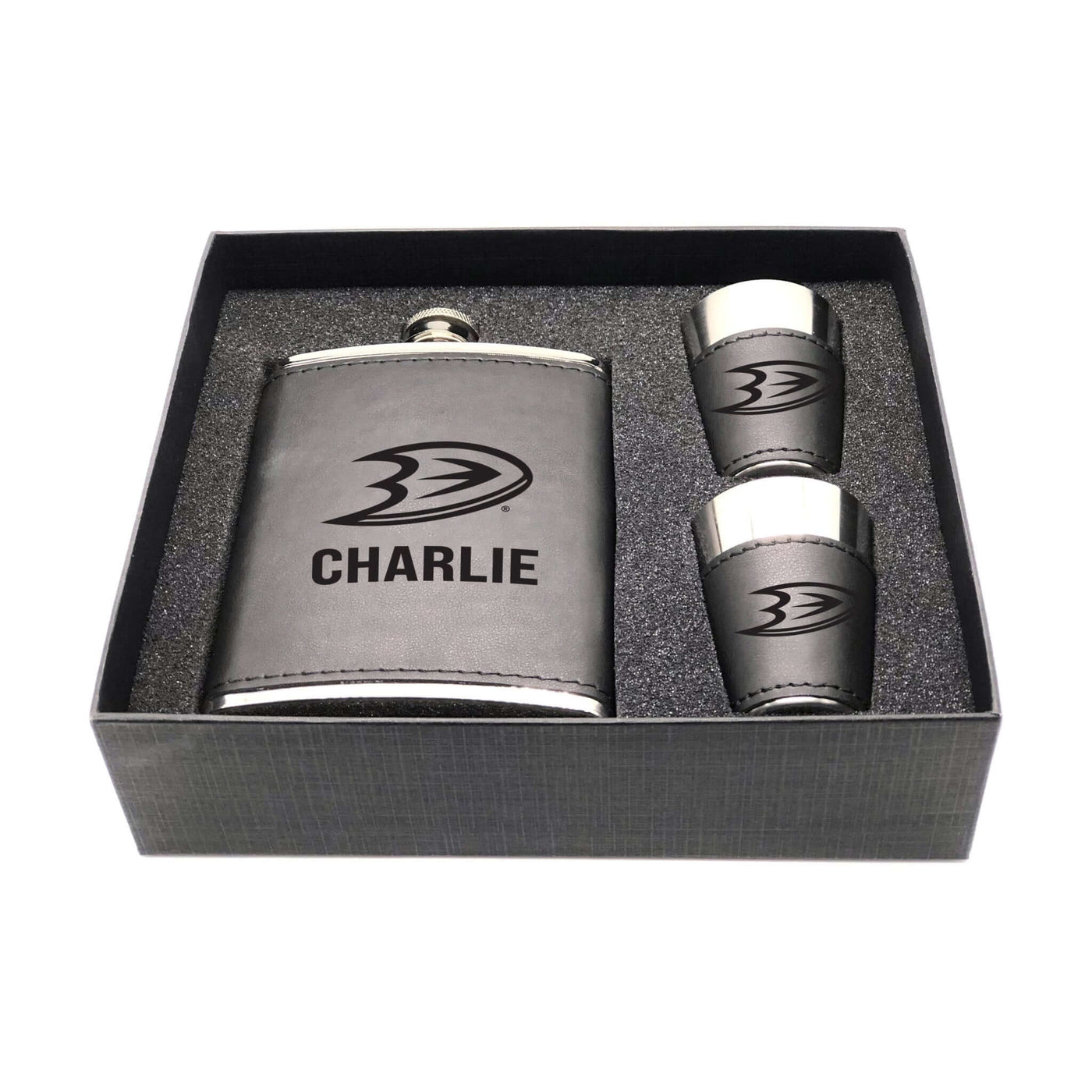 Anaheim Ducks Personalized Shot and Flask Set - Logo Brands