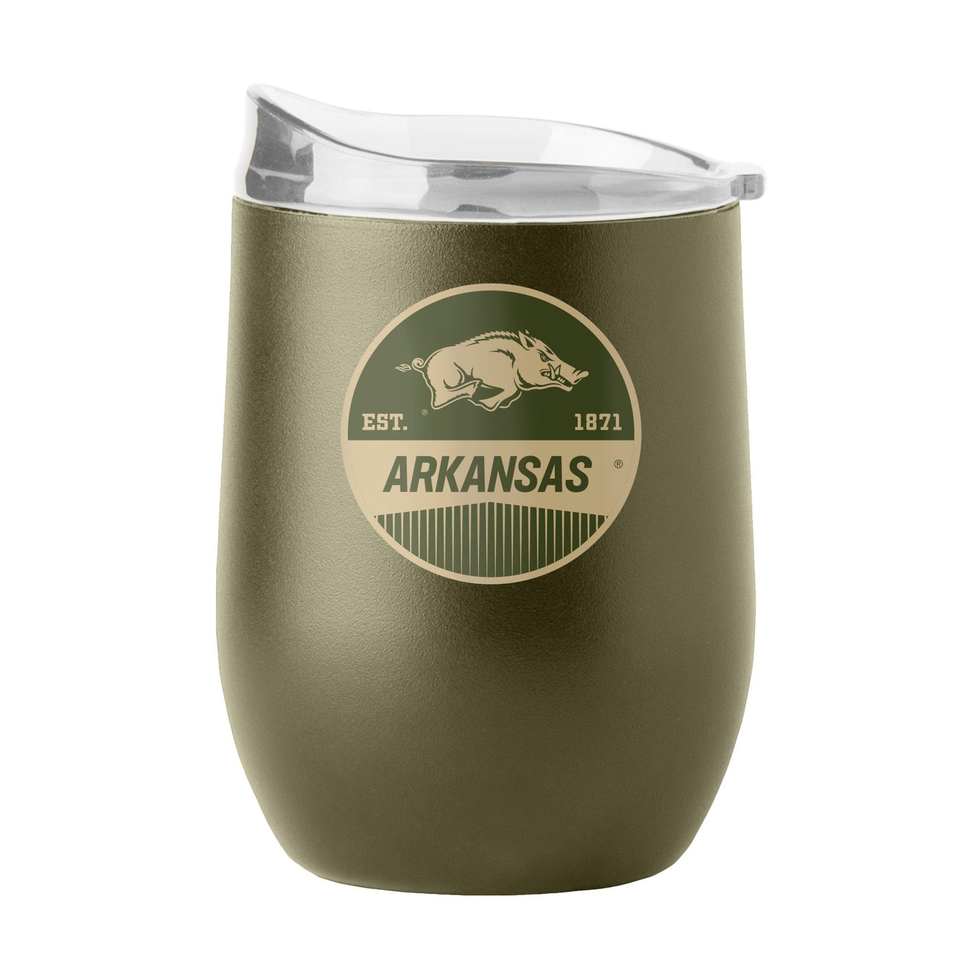 Arkansas 16oz Badge Powder Coat Curved Beverage - Logo Brands