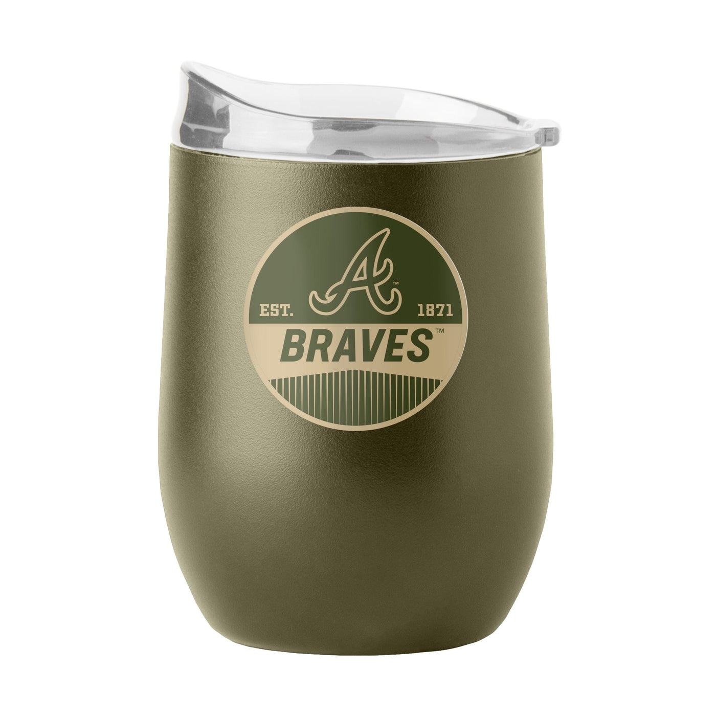 Atlanta Braves 16oz Badge Powder Coat Curved Beverage - Logo Brands