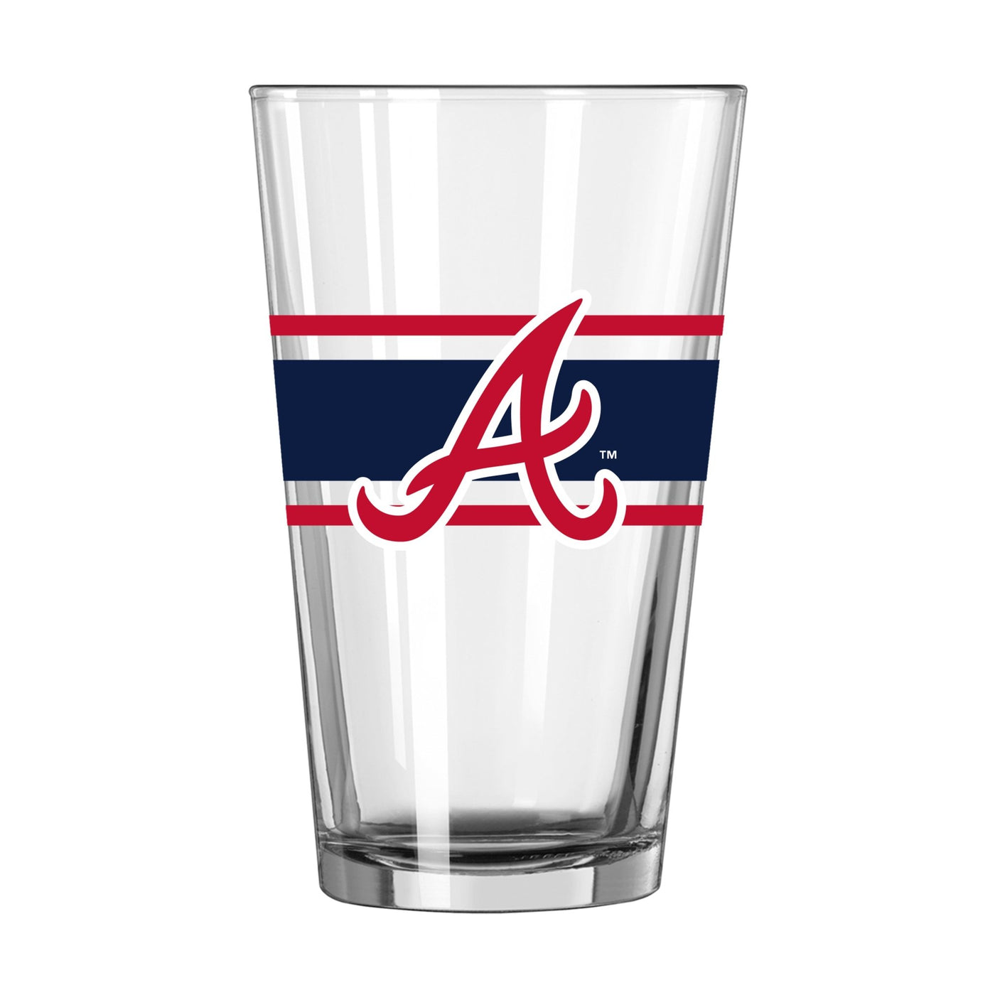 Atlanta Braves 16oz Stripe Pint Glass - Logo Brands