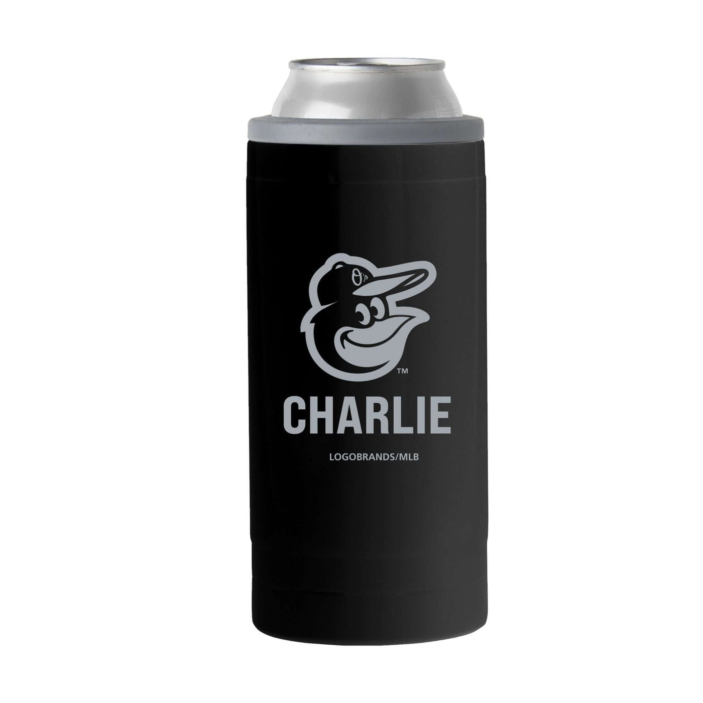 Baltimore Orioles Personalized 12oz Black Sim Can Coolie - Logo Brands