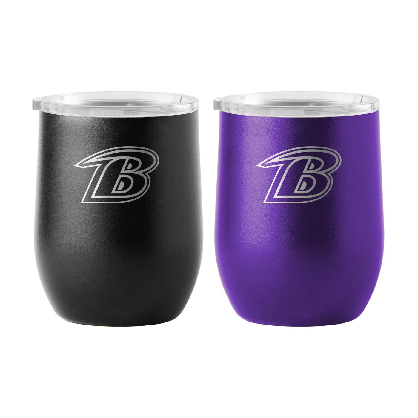 Baltimore Ravens 16oz Yours and Mine Etch Powdercoat Curved Beverage Set - Logo Brands