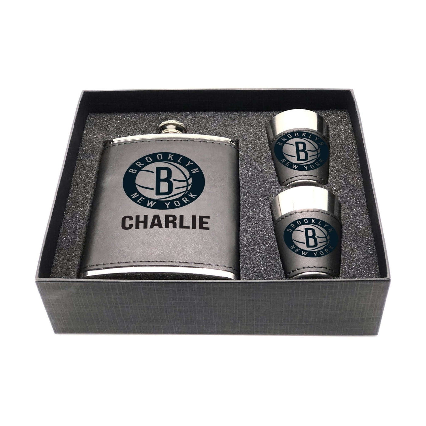 Brooklyn Nets Personalized Shot and Flask Set - Logo Brands