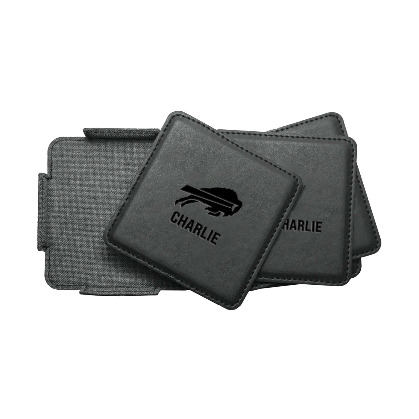 Buffalo Bills Personalized Leatherette Coaster Set - Logo Brands