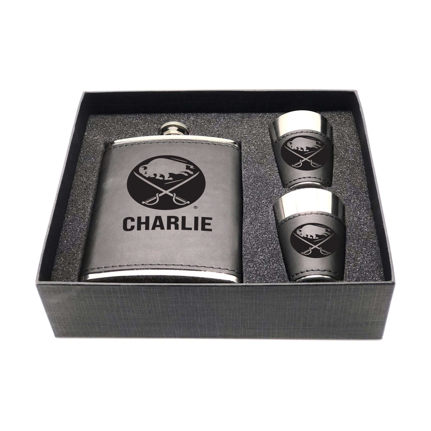 Buffalo Sabres Personalized Shot and Flask Set - Logo Brands