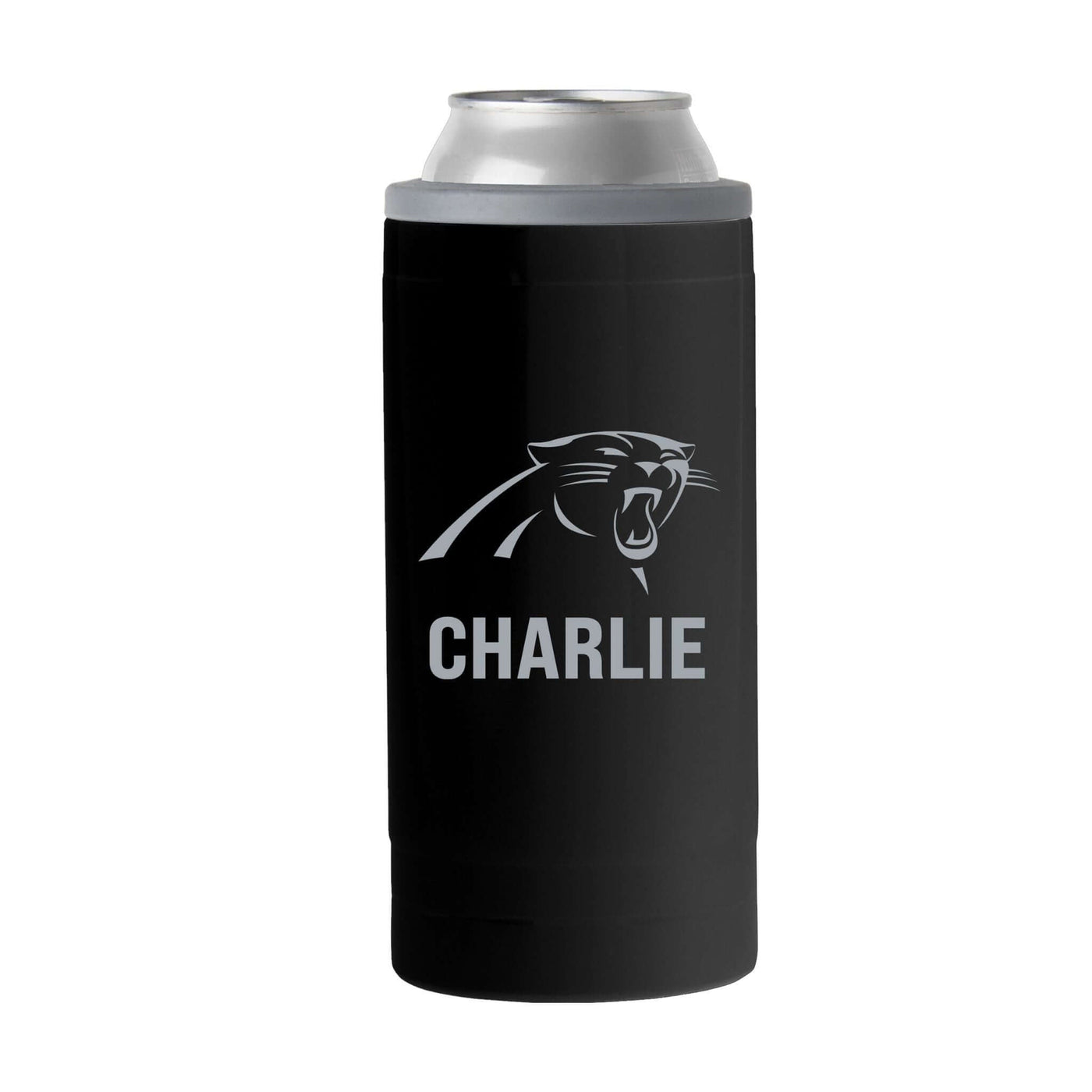Carolina Panthers Personalized 12oz Black Sim Can Coolie - Logo Brands