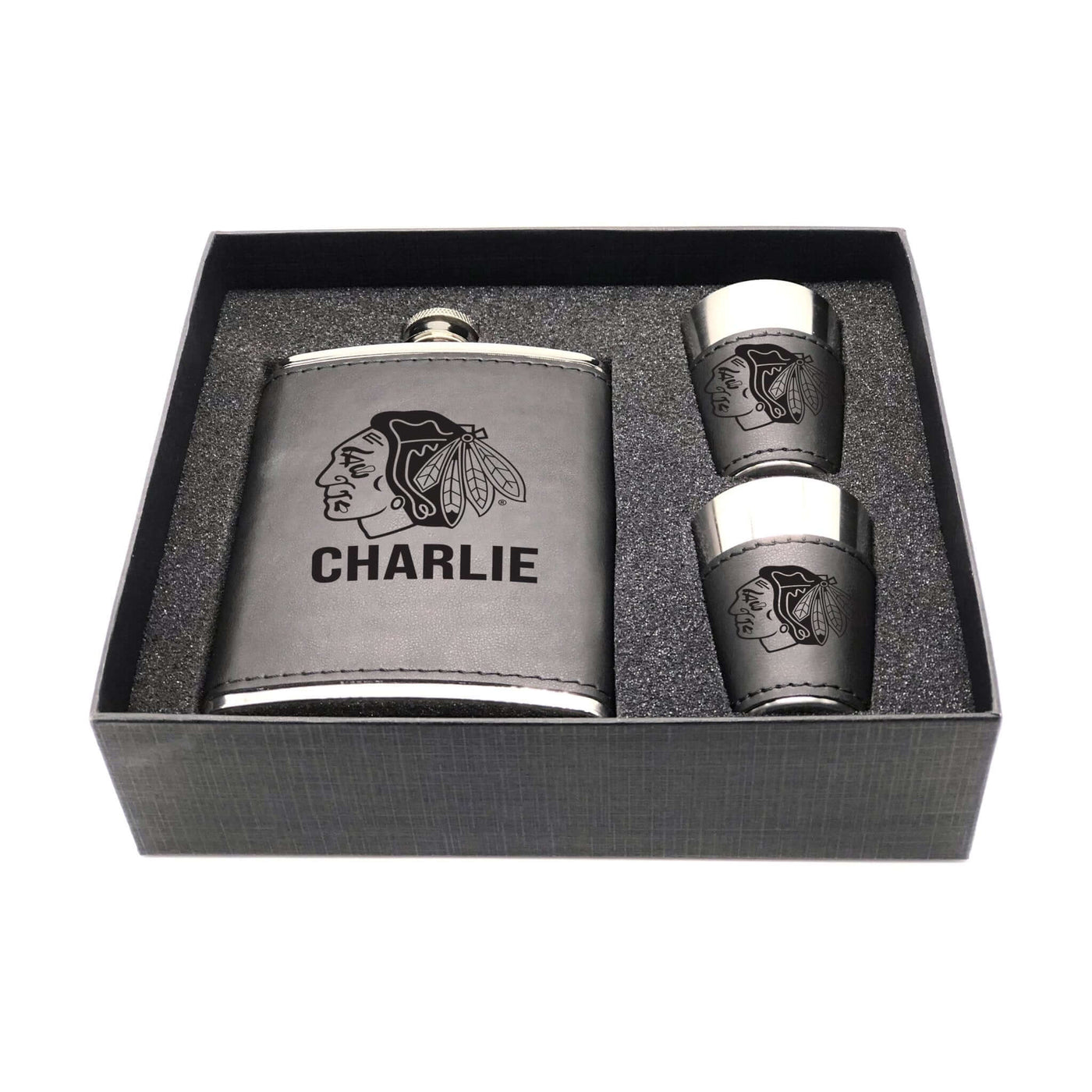 Chicago Blackhawks Personalized Shot and Flask Set - Logo Brands