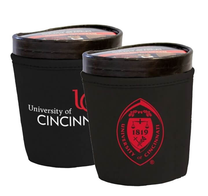 Cincinnati Black University Marks Ice Cream Pint Coozie - Logo Brands